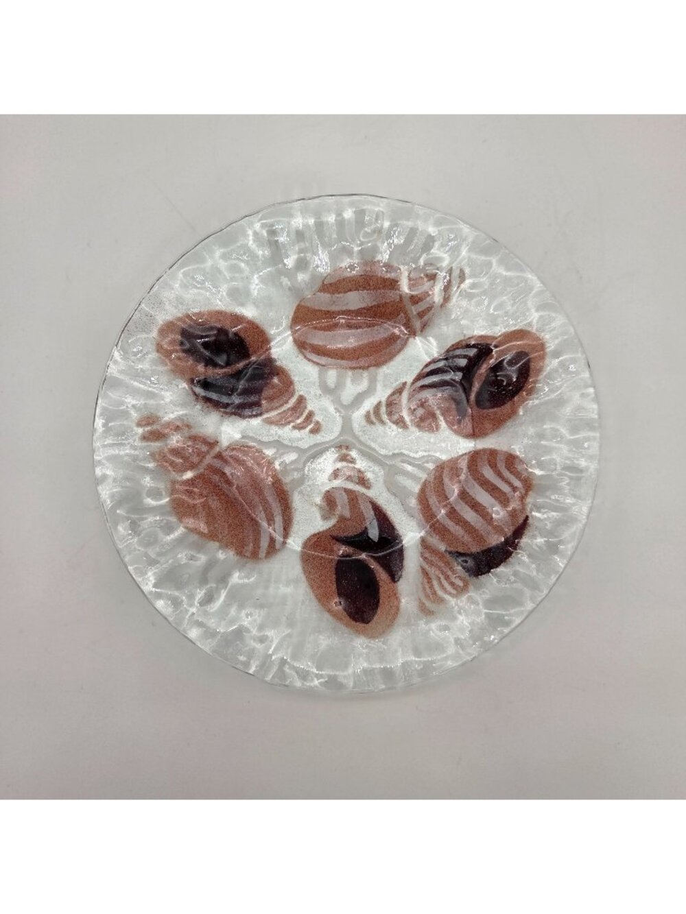 Sydenstricker Fused Glass Seashell Plate Nautical Brown